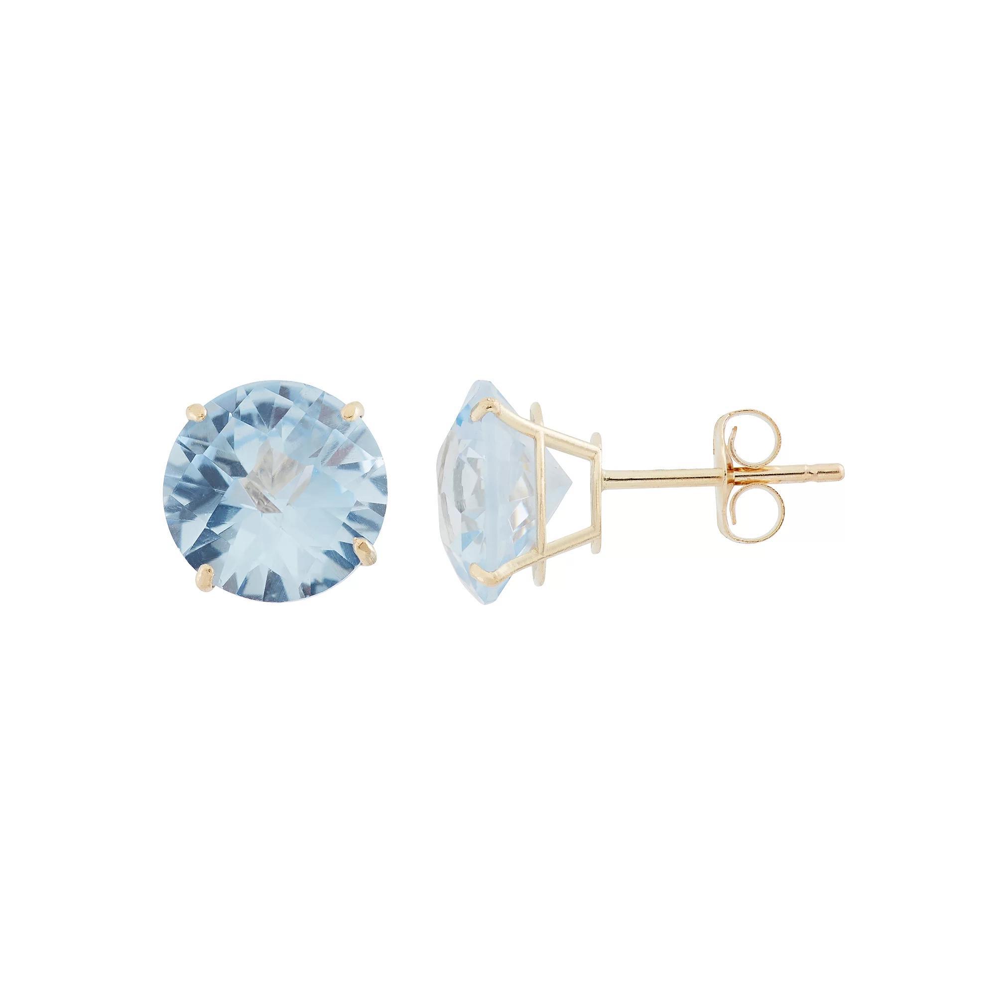 Designs by Gioelli Lab-Created Aquamarine 10k Gold Stud Earrings, Women's, Blue Product Image