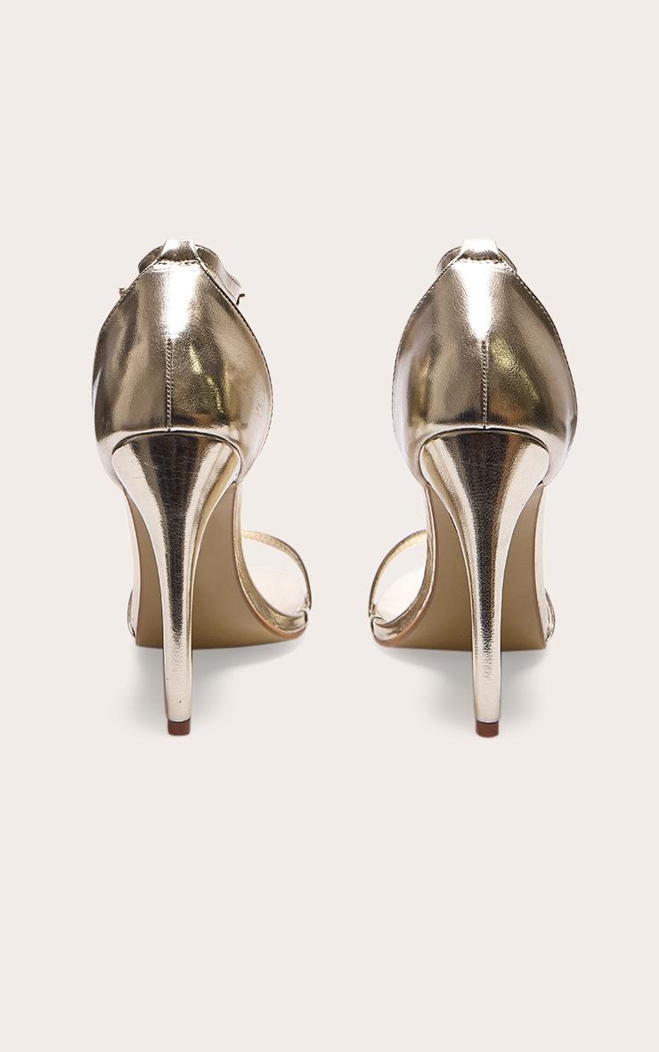 Clover Gold Metallic Heeled Strappy Sandal Product Image