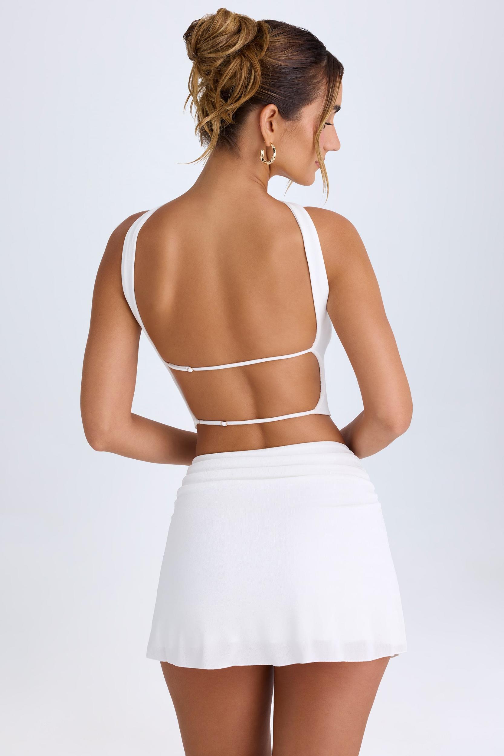 Ruched Mid-Rise Mini Skirt in White Female Product Image