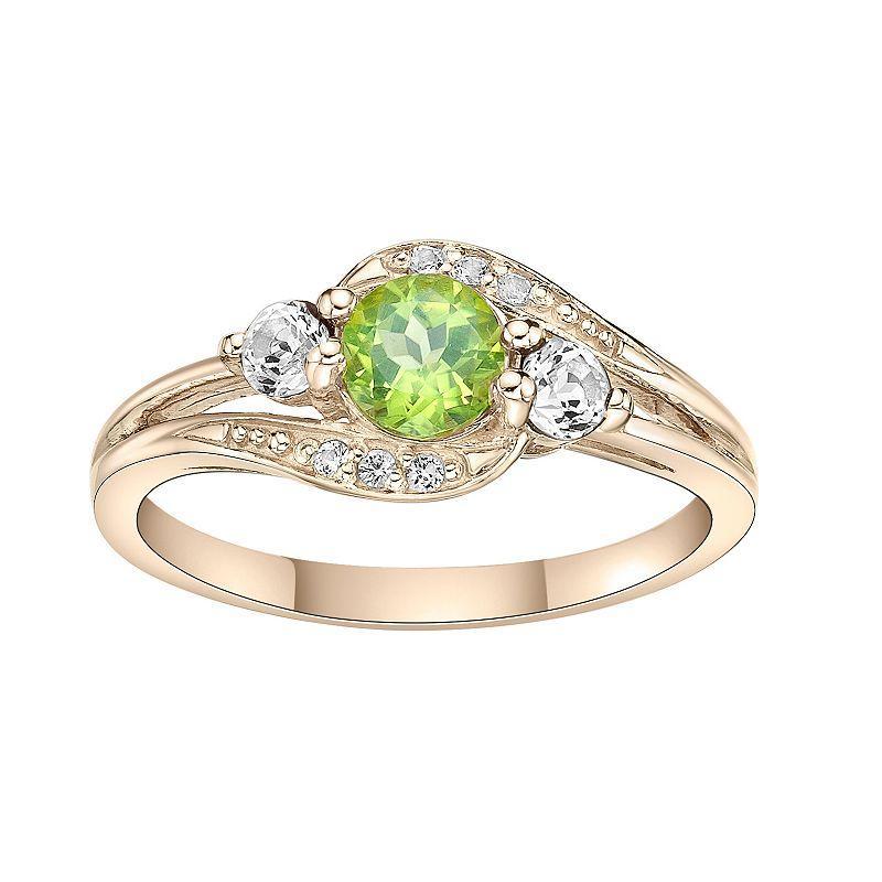 Gemminded Sterling Silver Peridot, White Topaz and Lab-Created White Sapphire Ring, Womens Product Image