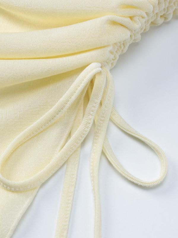 Solid Color Shirring Strap Bandeau Top Product Image