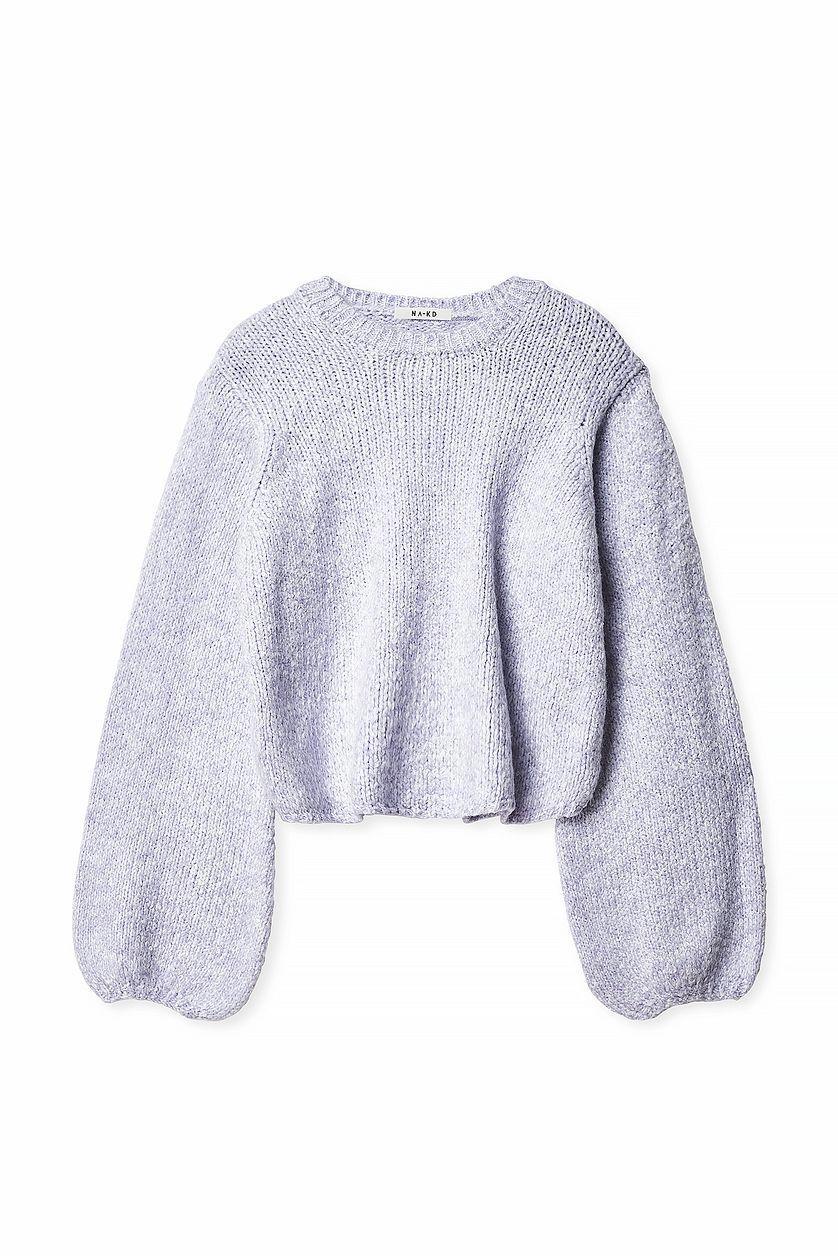 Knitted Open Back Balloon Sleeve Sweater Product Image