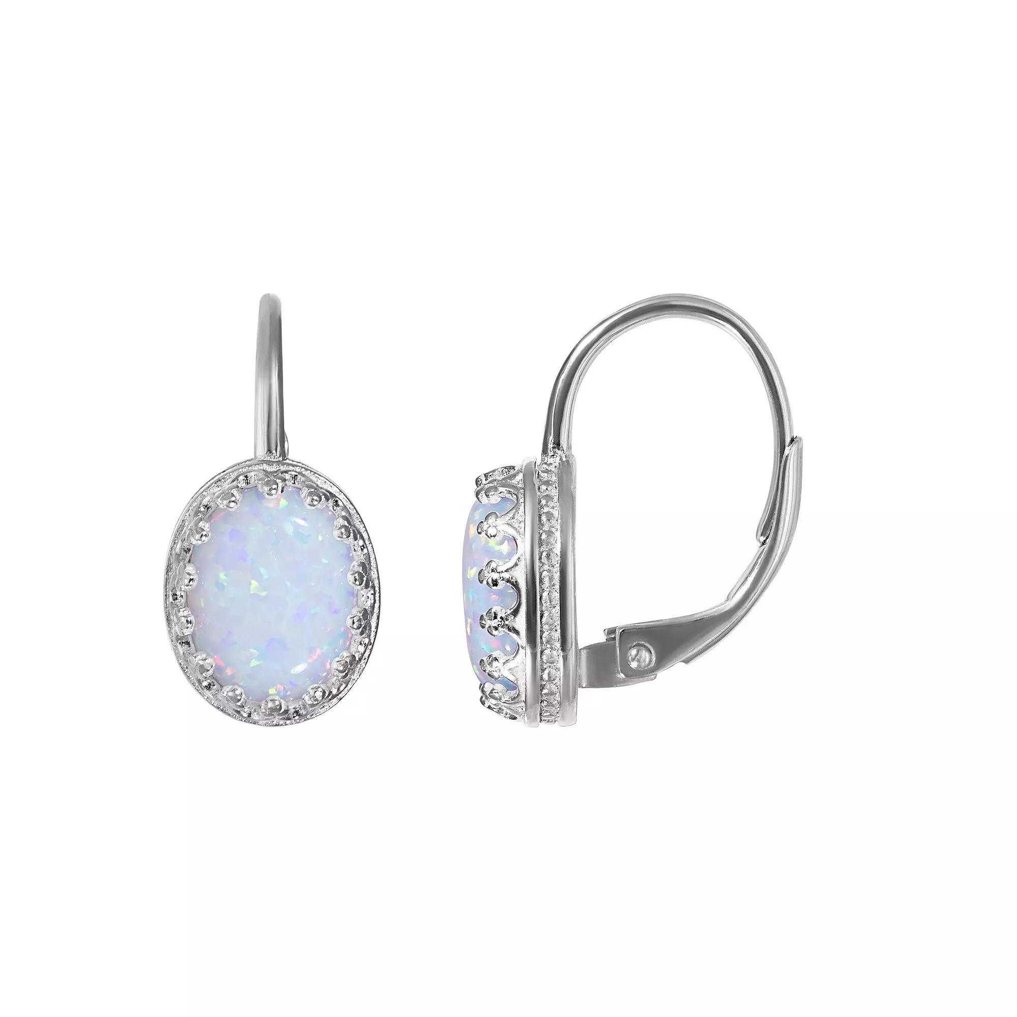 Designs by Gioelli Sterling Silver Gemstone Leverback Earrings, Women's, Cr White Product Image