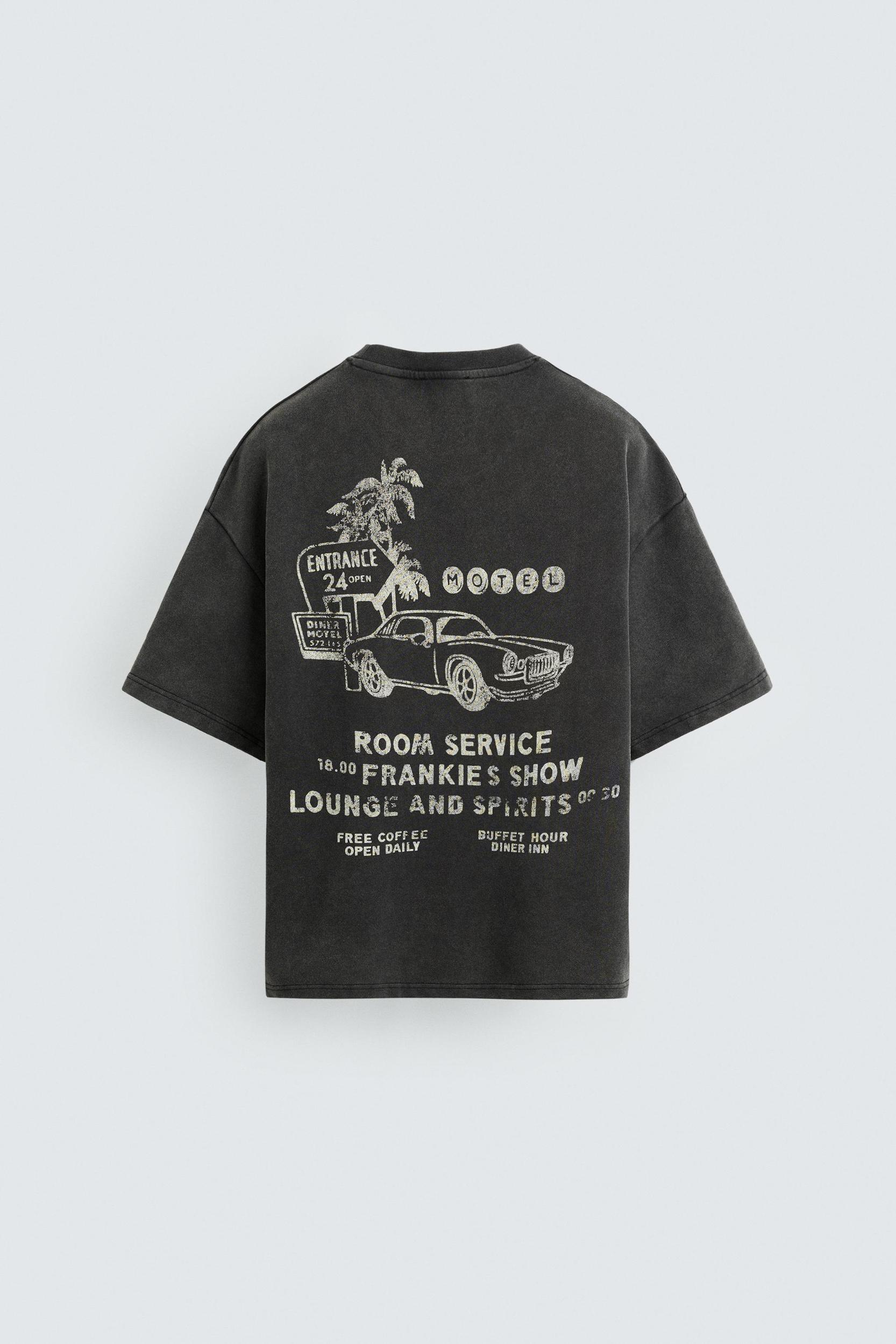 WASHED SWEATSHIRT WITH GRAPHIC PRINTS Product Image