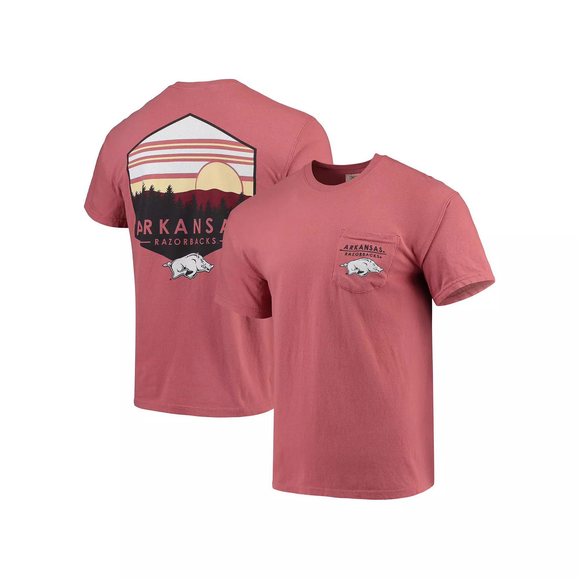 Men's Cardinal Arkansas Razorbacks Landscape Shield Comfort Colors Pocket T-Shirt,  Product Image