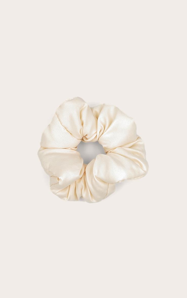 Cream Oversized Padded Satin Scrunchie Product Image