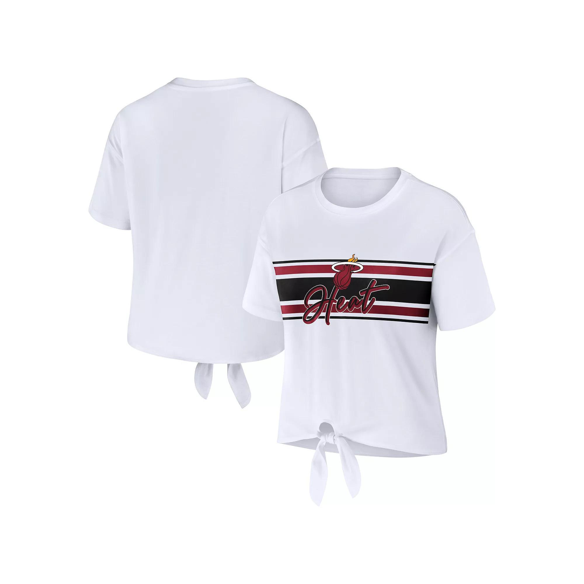 Women's WEAR by Erin Andrews White Miami Heat Tie-Front T-Shirt,  Product Image