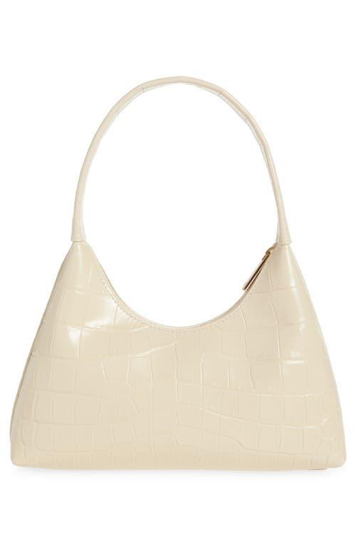 MANSUR GAVRIEL Mini Candy Croc Embossed Faux Patent Leather Hobo Bag In Dune Product Image