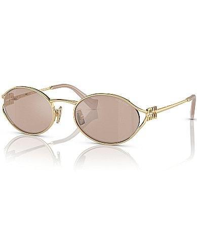 Miu Miu Womens MU 52YS54-X 54mm Oval Mirrored Sunglasses - Pale Gold/Pink Mirror Product Image