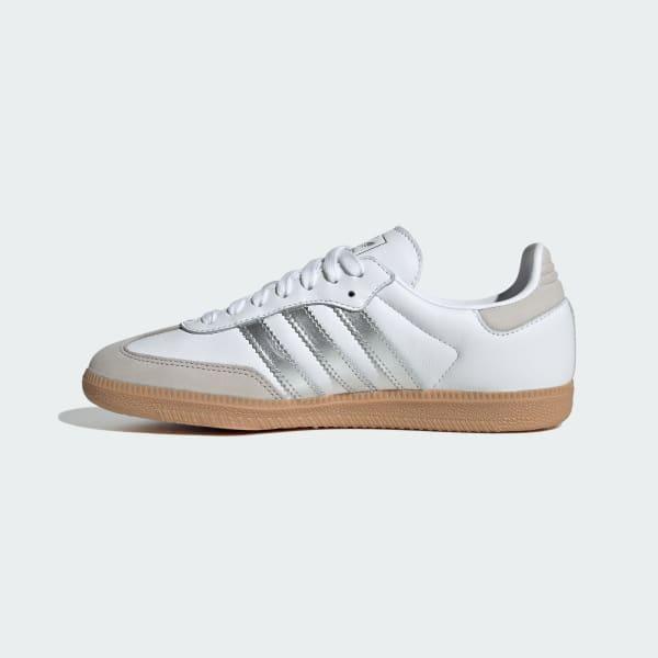 Womens adidas Samba OG Athletic Shoe - Cloud White / Collegiate Green / Grey Two Product Image