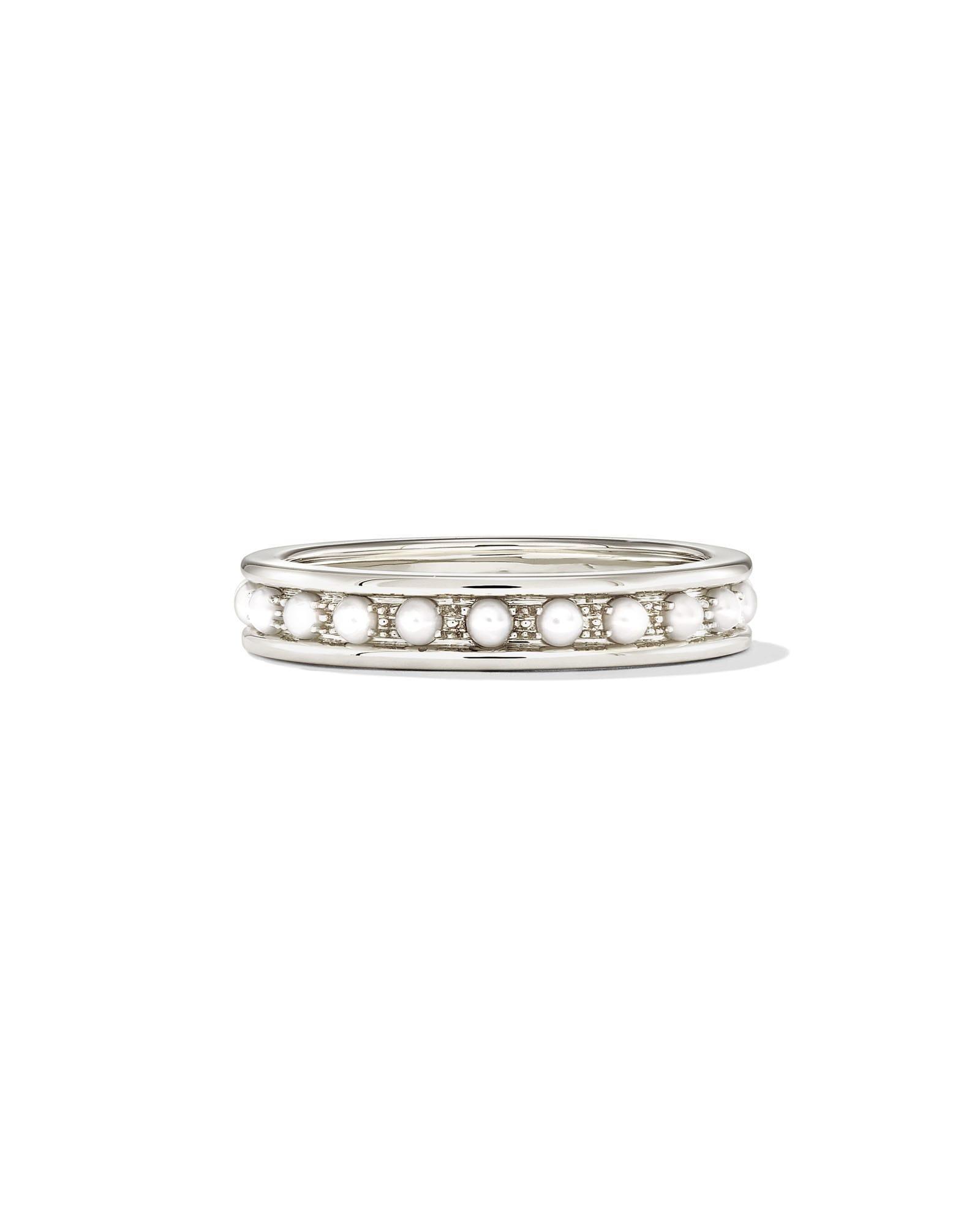 Drew 14k White Gold Band Ring in Freshwater Cultured Pearl Product Image