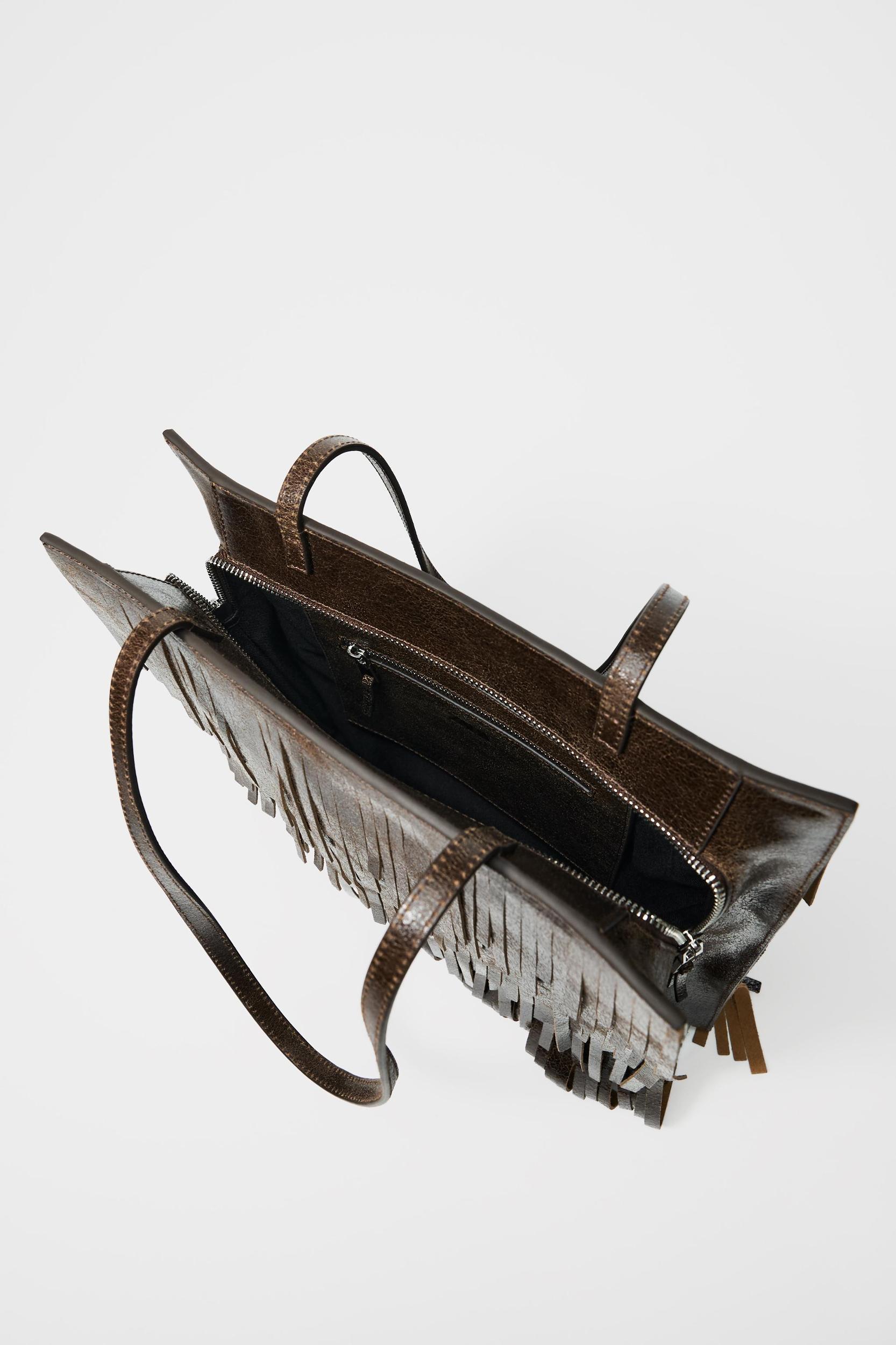 FRINGED LEATHER BAG Product Image