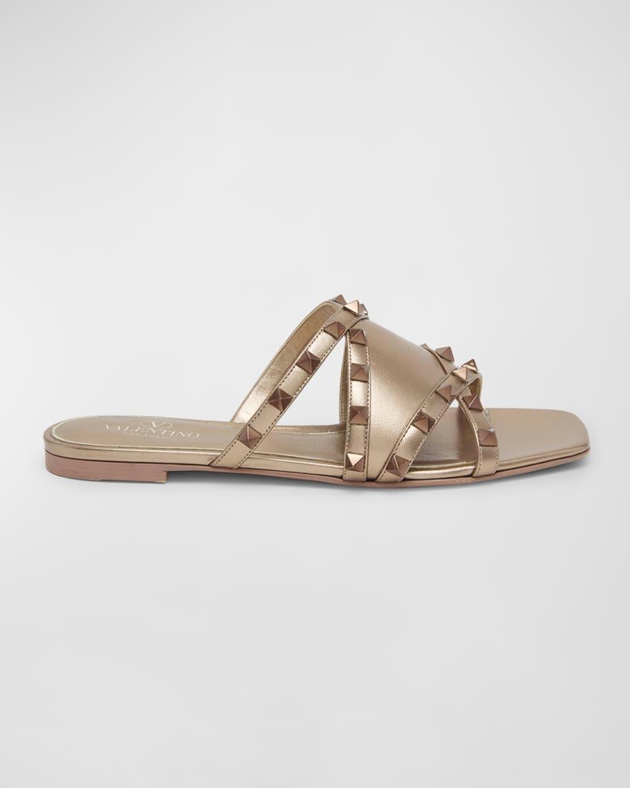 Rockstud Metallic Flat Slide Sandals Product Image