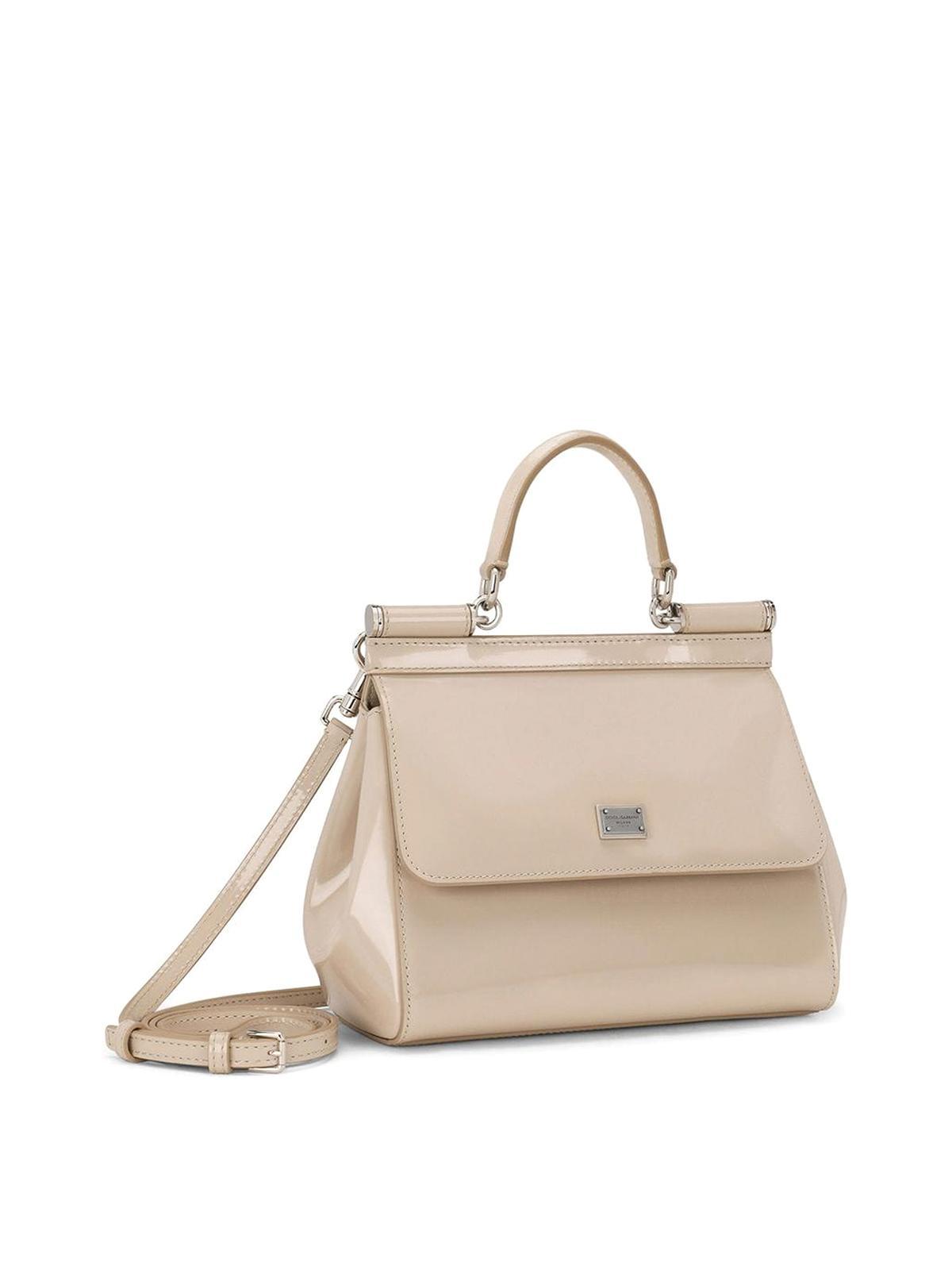 DOLCE & GABBANA Sicily Logo-plaque Crossbody Bag In Beige Product Image