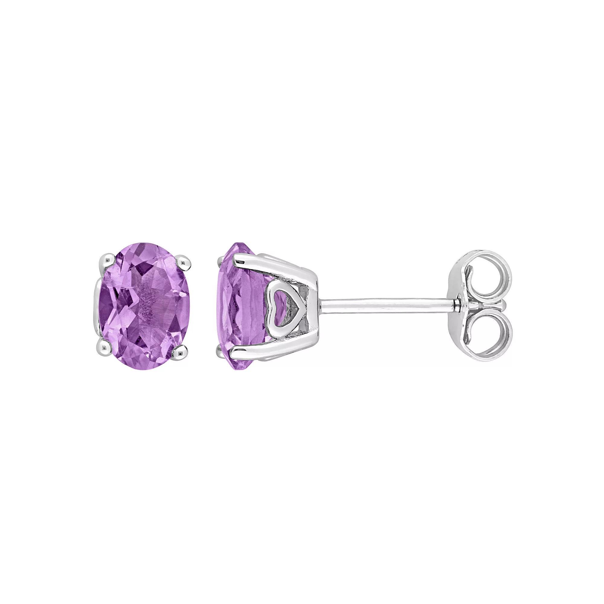 Stella Grace Sterling Silver & Gemstone Oval Stud Earrings, Women's, Purple Product Image