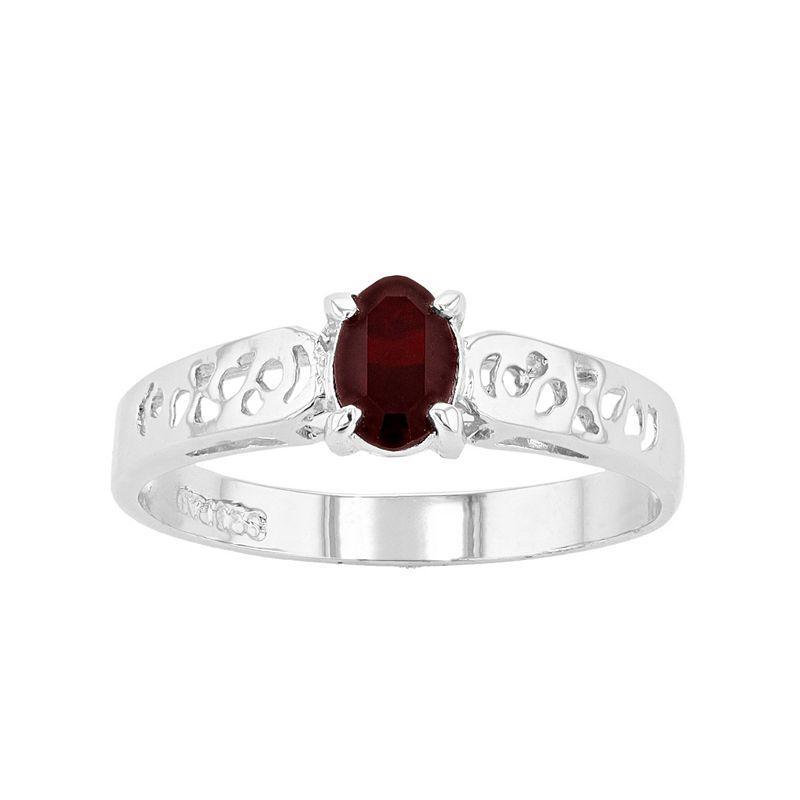 Traditions Jewelry Company Sterling Silver Crystal Birthstone Filigree Ring, Womens January Product Image