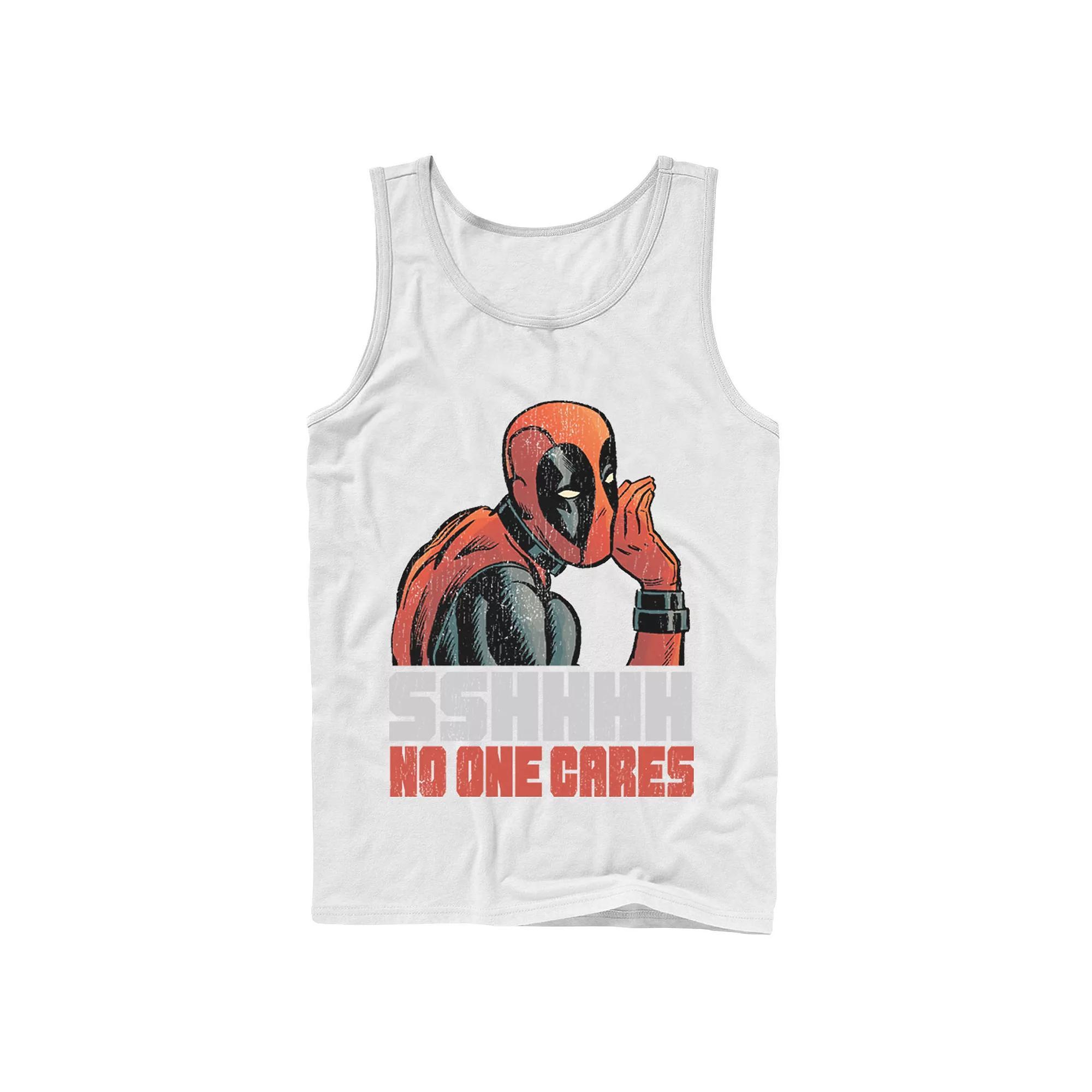 Men's Marvel Deadpool SSHHHH No One Cares Whisper Graphic Tank Top, Size: Large, White Product Image