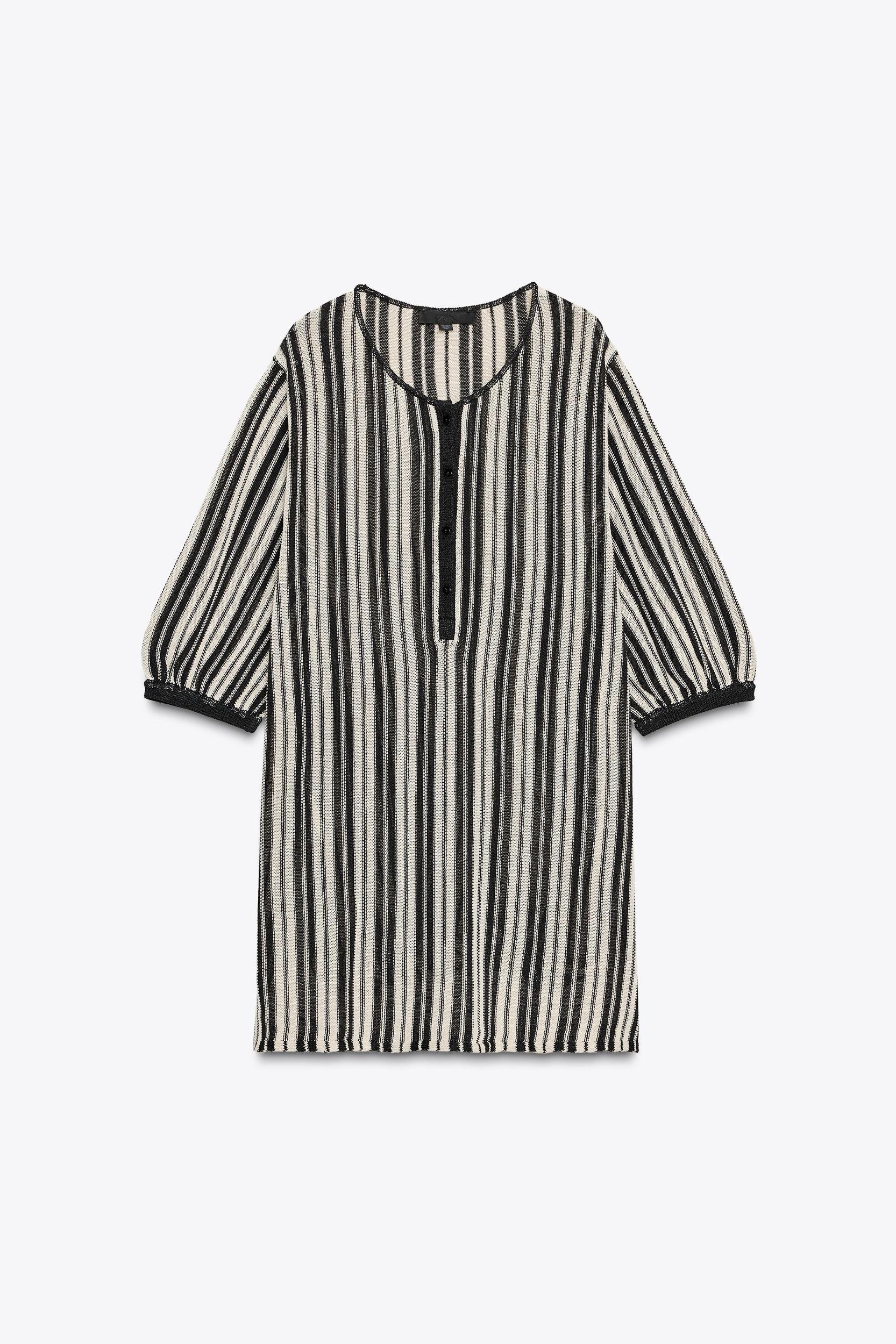 STRIPED KNIT TOP WITH LINEN Product Image