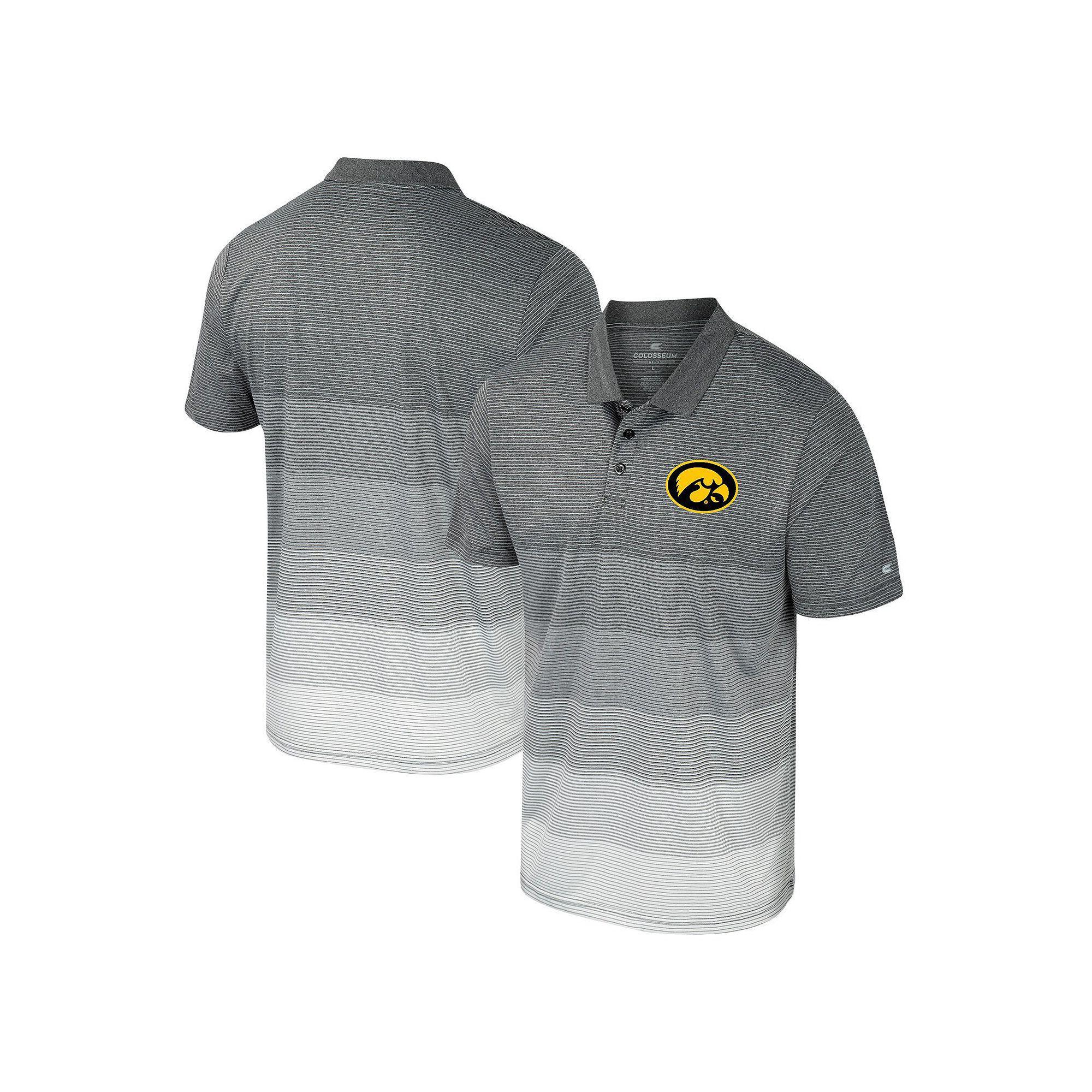 Men's Colosseum Gray Iowa Hawkeyes Striped Mesh Polo,  Product Image