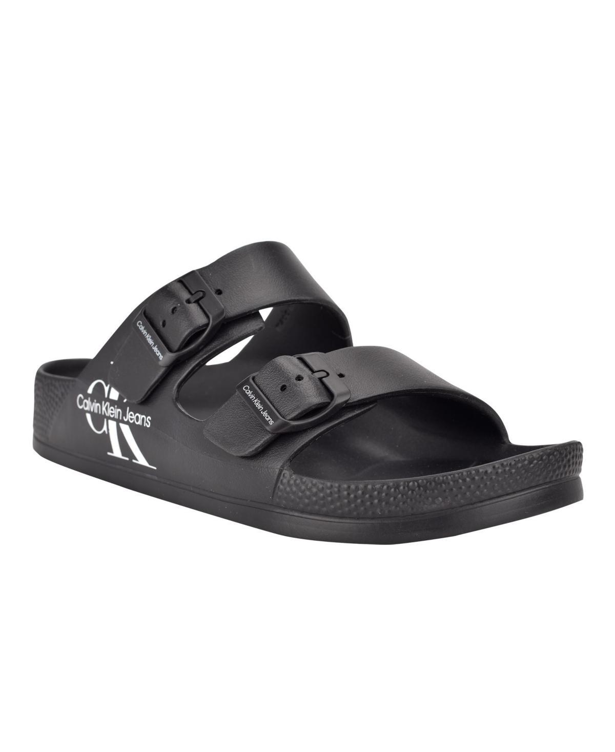 Calvin Klein Mens Mens Zion Double Strap Slide Sandal - White - 12 Product Image