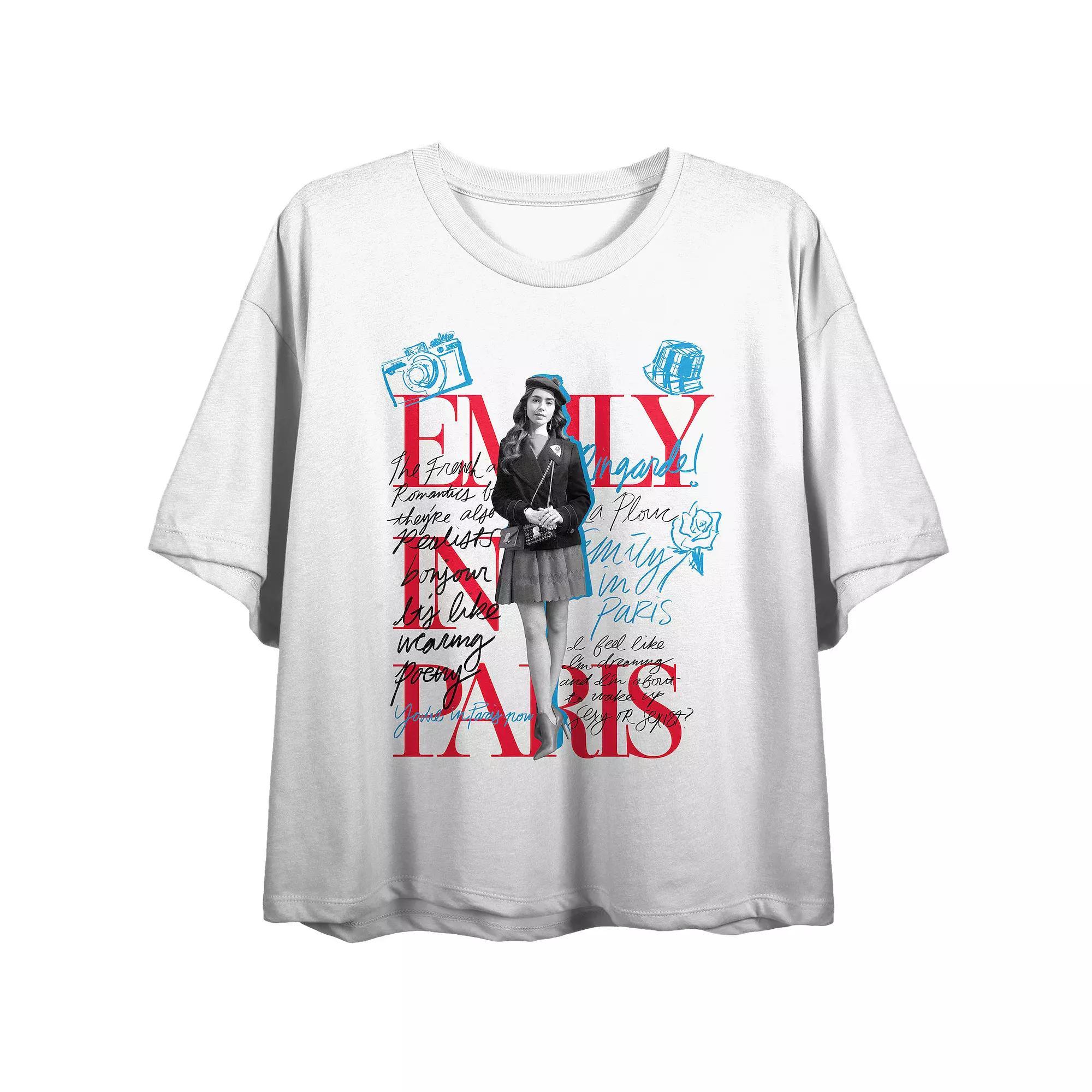 Juniors' Emily in Paris Sketch Art Graphic Tee, Girl's, Size: Large, White Product Image