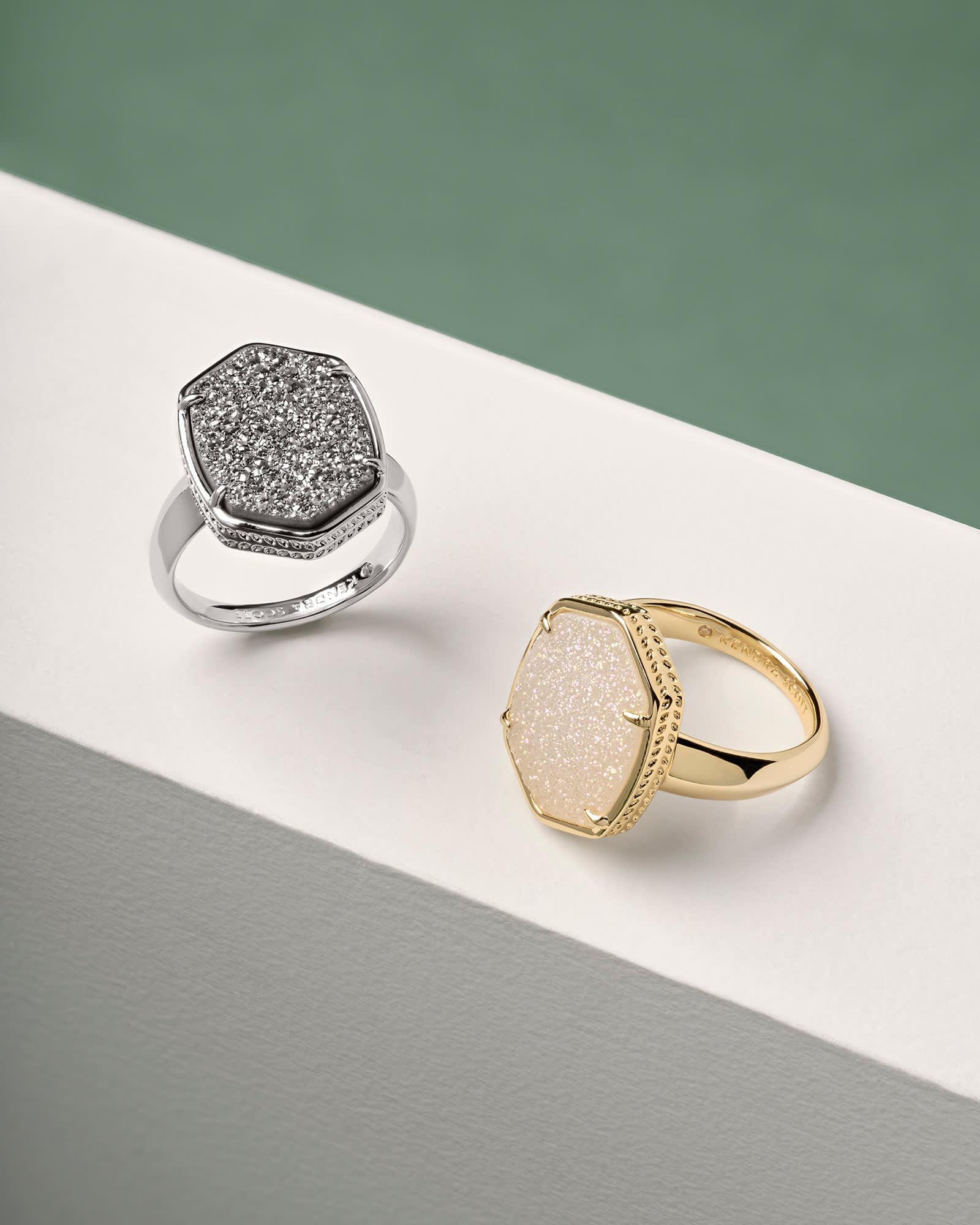 Daphne Silver Statement Ring in Platinum Drusy Product Image