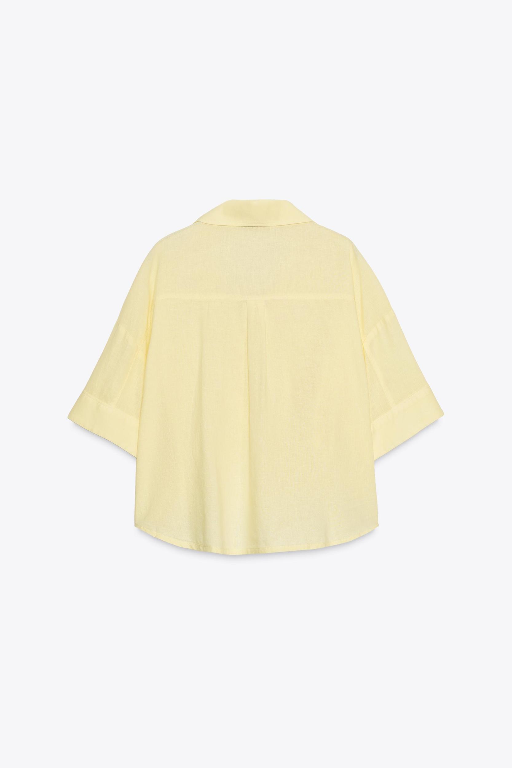 LINEN BLEND CROPPED SHIRT Product Image