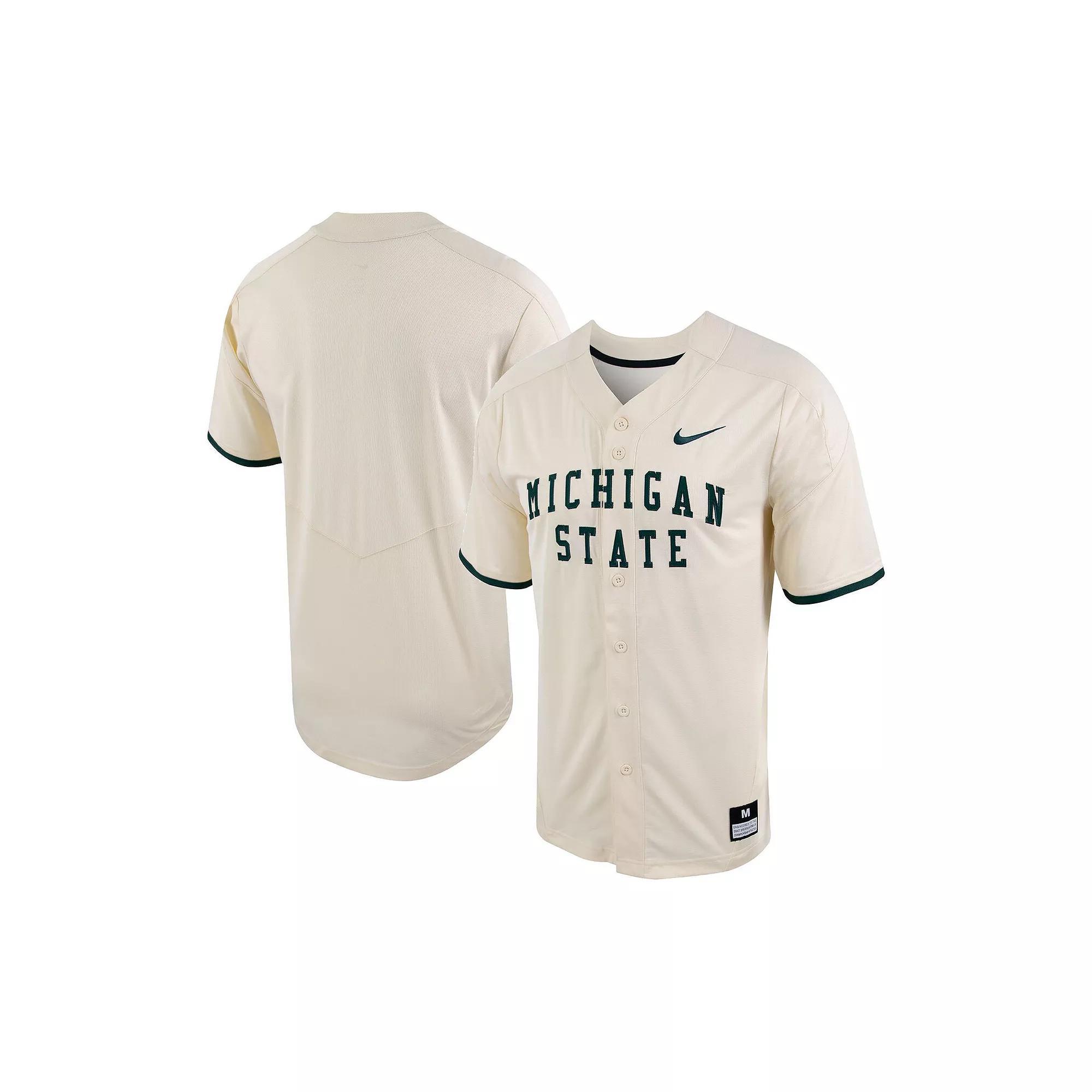Men's Nike Natural Michigan State Spartans Replica Vapor Elite Full-Button Baseball Jersey,  Product Image