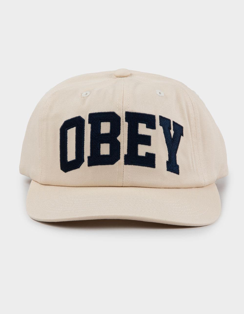 OBEY Collegiate 6 Panel Strapback Hat - CREAM Product Image