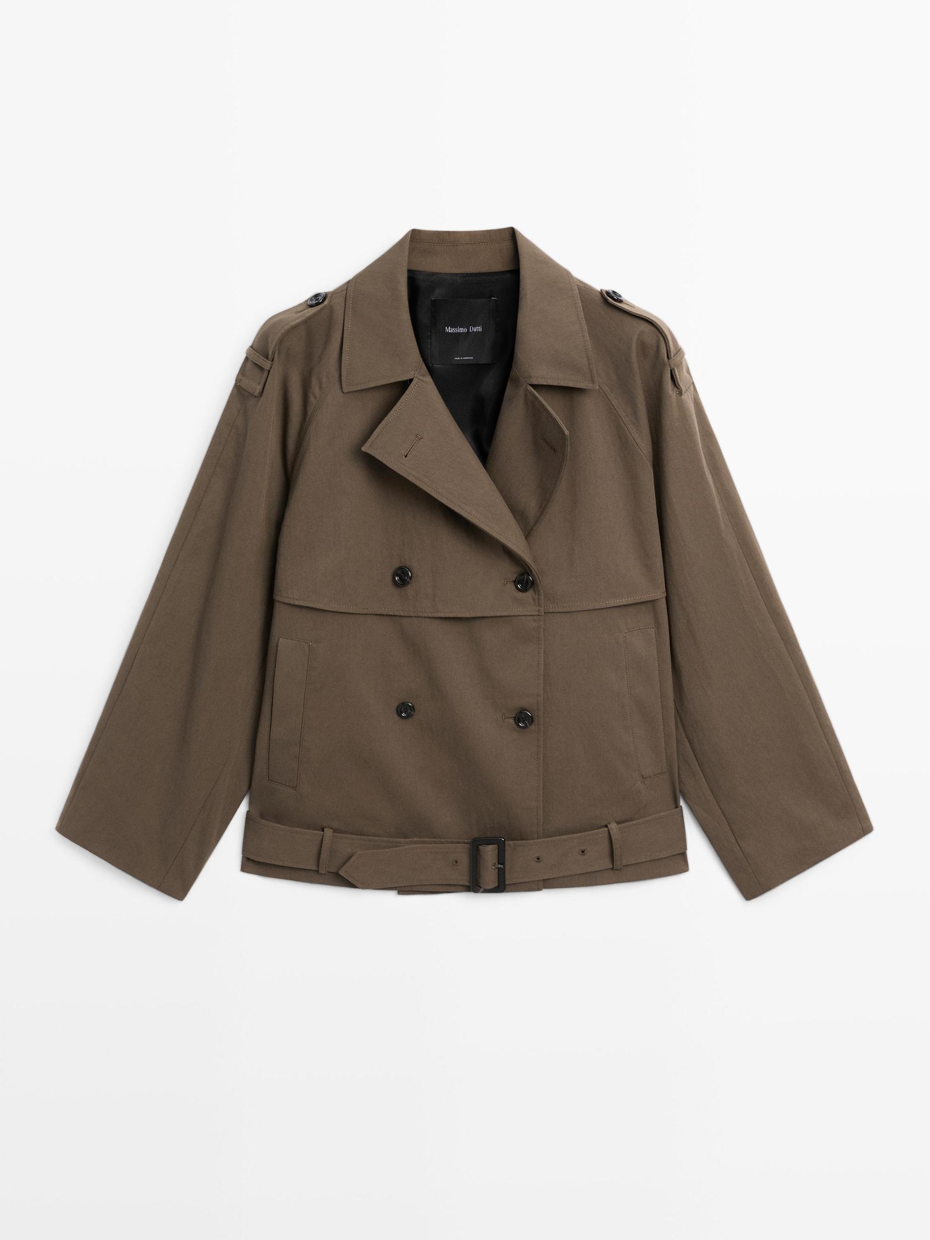 Short trench coat with belt detail Product Image