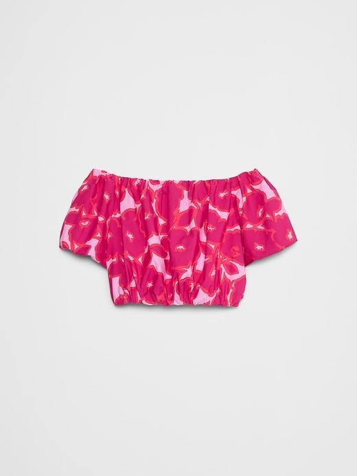 Bubble-Sleeve Cropped Top Product Image