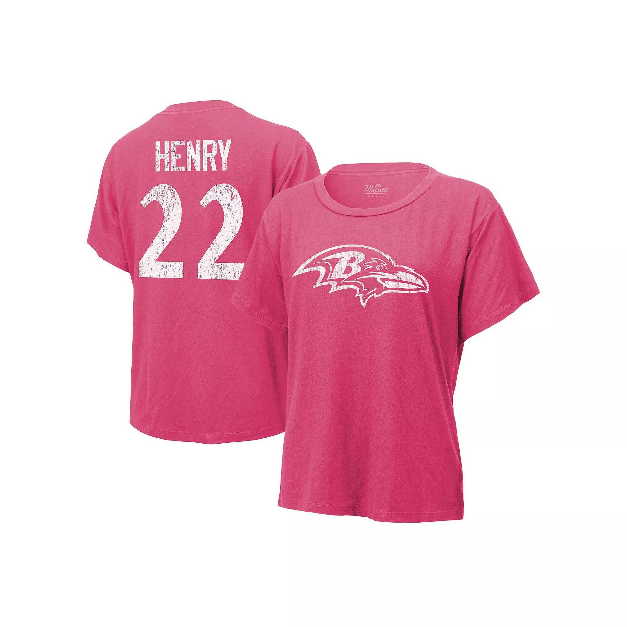 Women's Majestic Threads Derrick Henry Pink Baltimore Ravens Name & Number T-Shirt,  Product Image