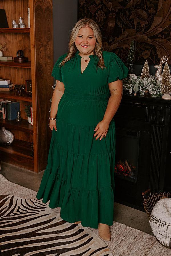 Simply Sweet Maxi Dress in Hunter Green Curves Product Image