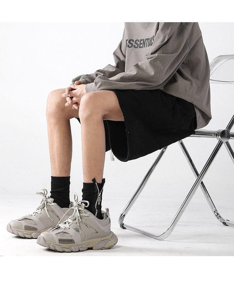 Drawstring Waist Plain Shorts Product Image