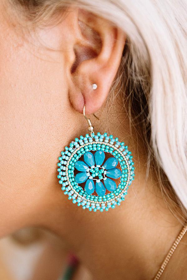 Craving Pina Coladas Beaded Earrings In Turquoise Product Image