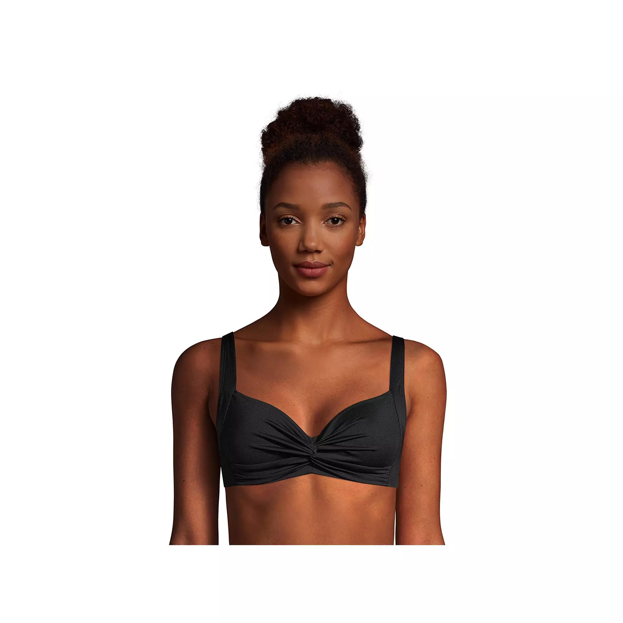 Women's Lands' End Twist-Front Underwire D-Cup Bikini Top,  Product Image