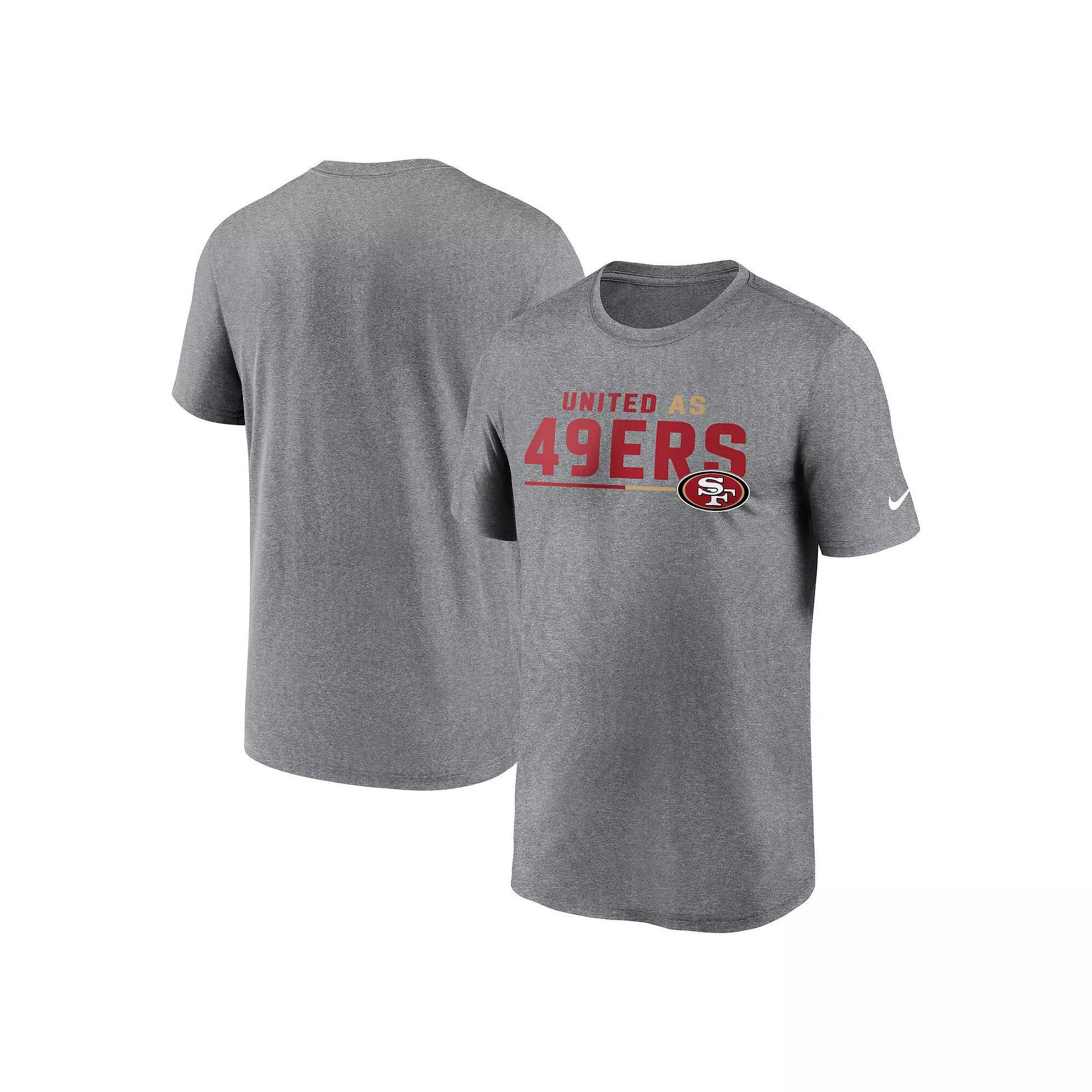 Men's Nike Heather Gray San Francisco 49ers Legend Team Shoutout Performance T-Shirt, Size: Small, Grey Product Image