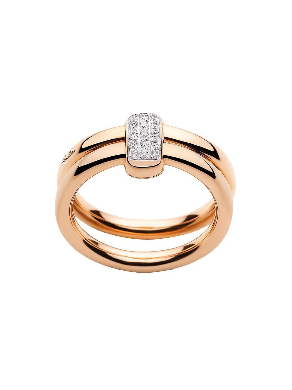 Womens Together 18K Rose Gold & 0.1 TCW Diamond 2-Row Ring Product Image