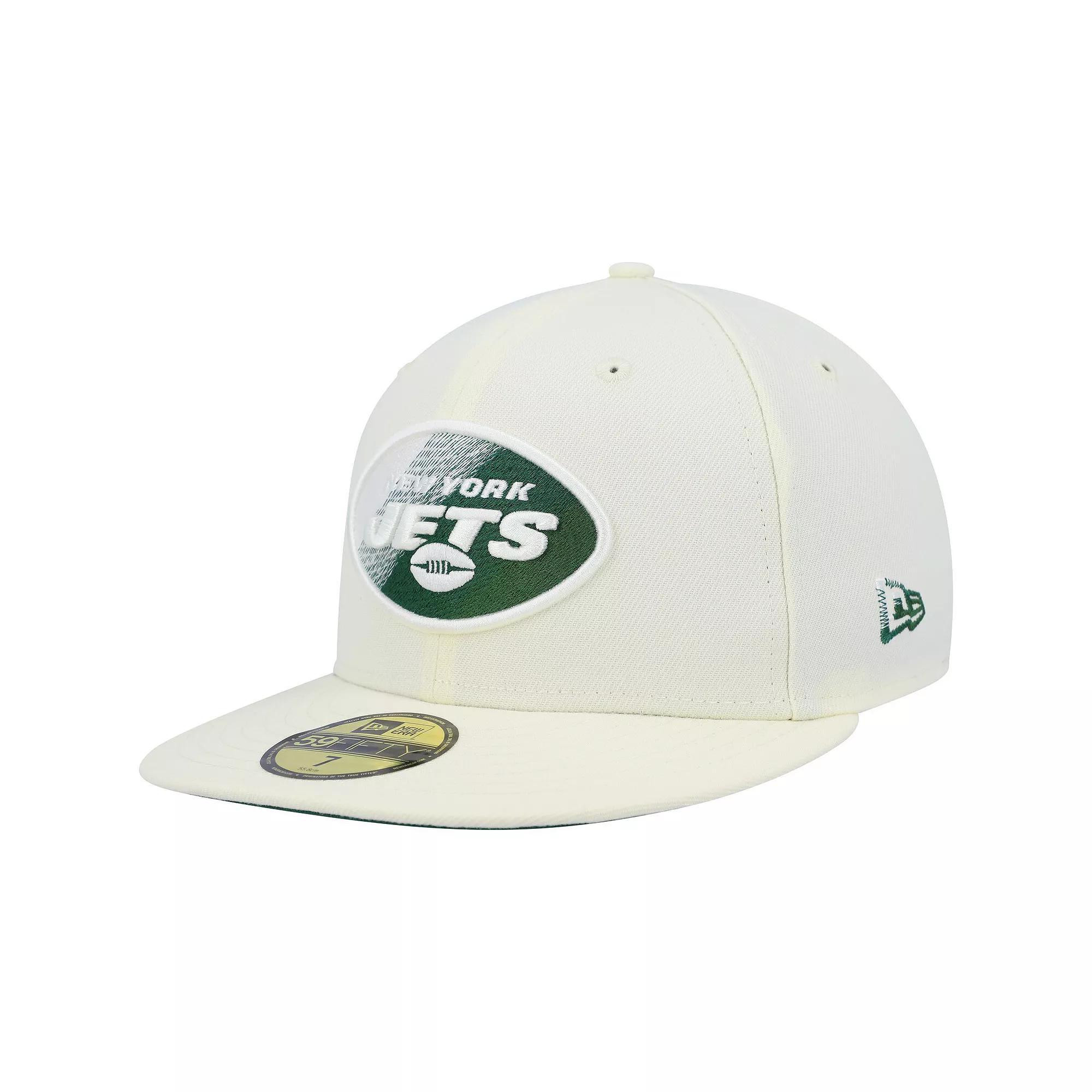 Men's New Era Cream New York Jets Chrome Color Dim 59FIFTY Fitted Hat, Size: 7 5/8, Beige Product Image