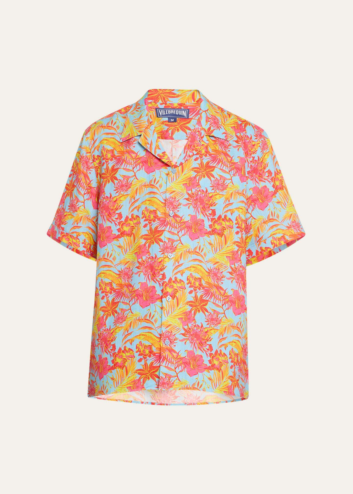 Mens Tahiti Flower-Print Camp Shirt Product Image