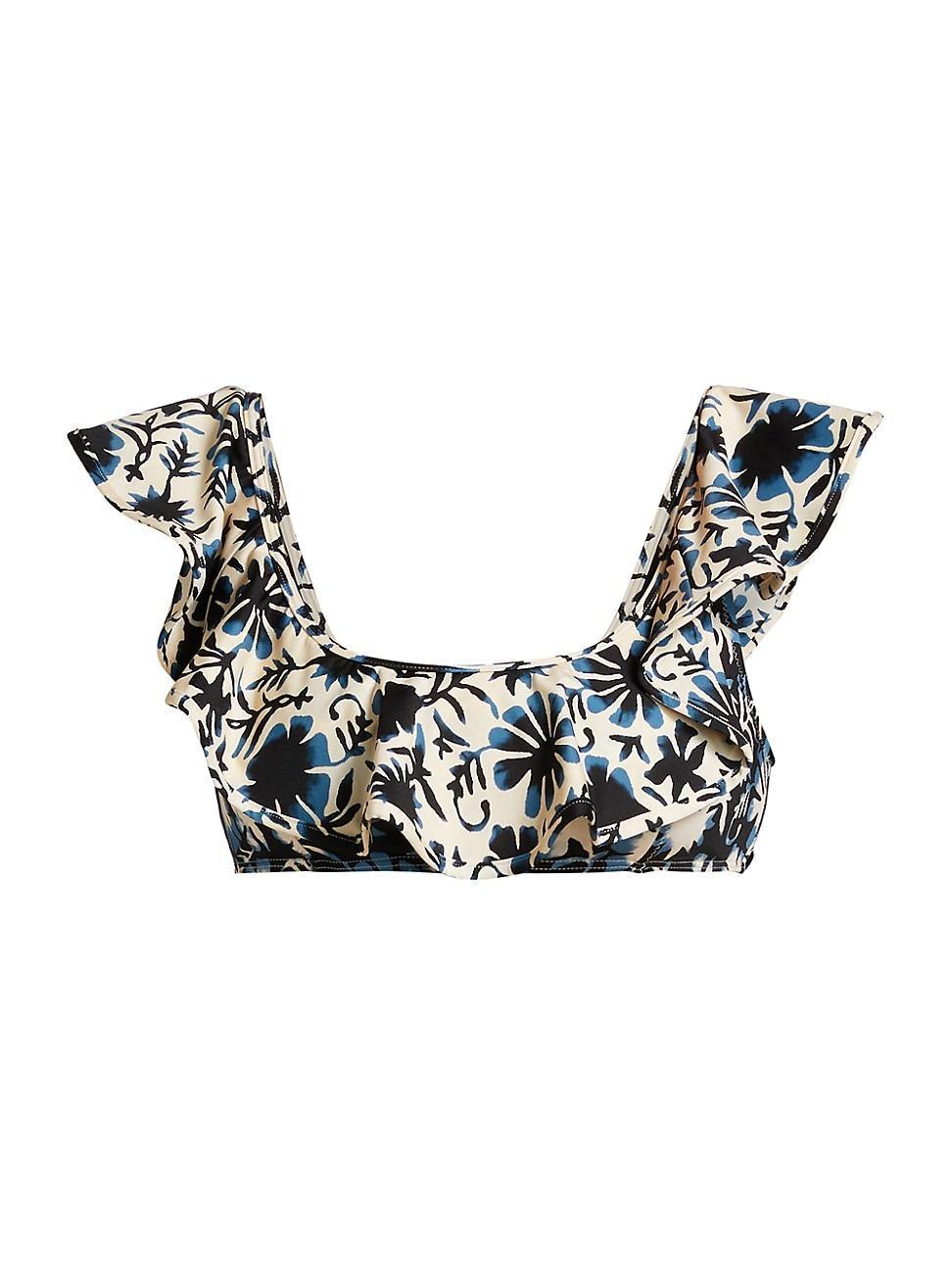 Womens Azores Floral Ruffled Bikini Top Product Image