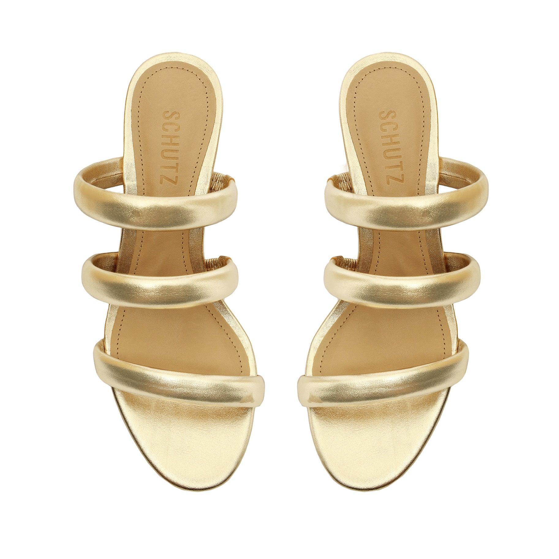 Olly Mid Block Metallic Leather Sandal Product Image