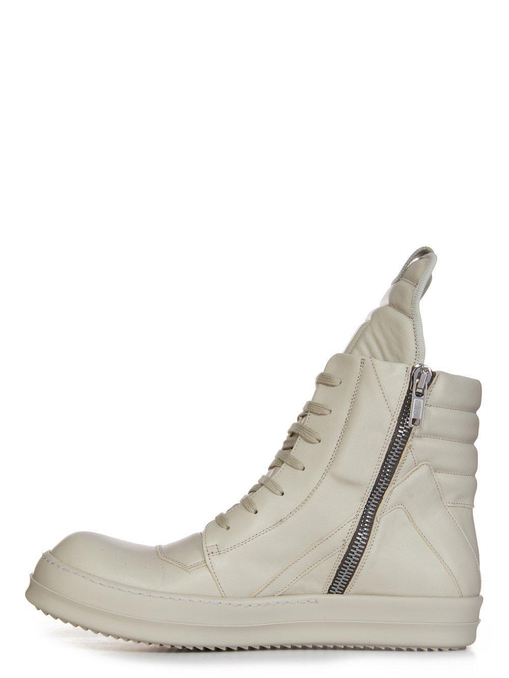 RICK OWENS Off-white Jumbo Laced Geobasket Sneakers In 8888 Pearl/pearl/pea Product Image