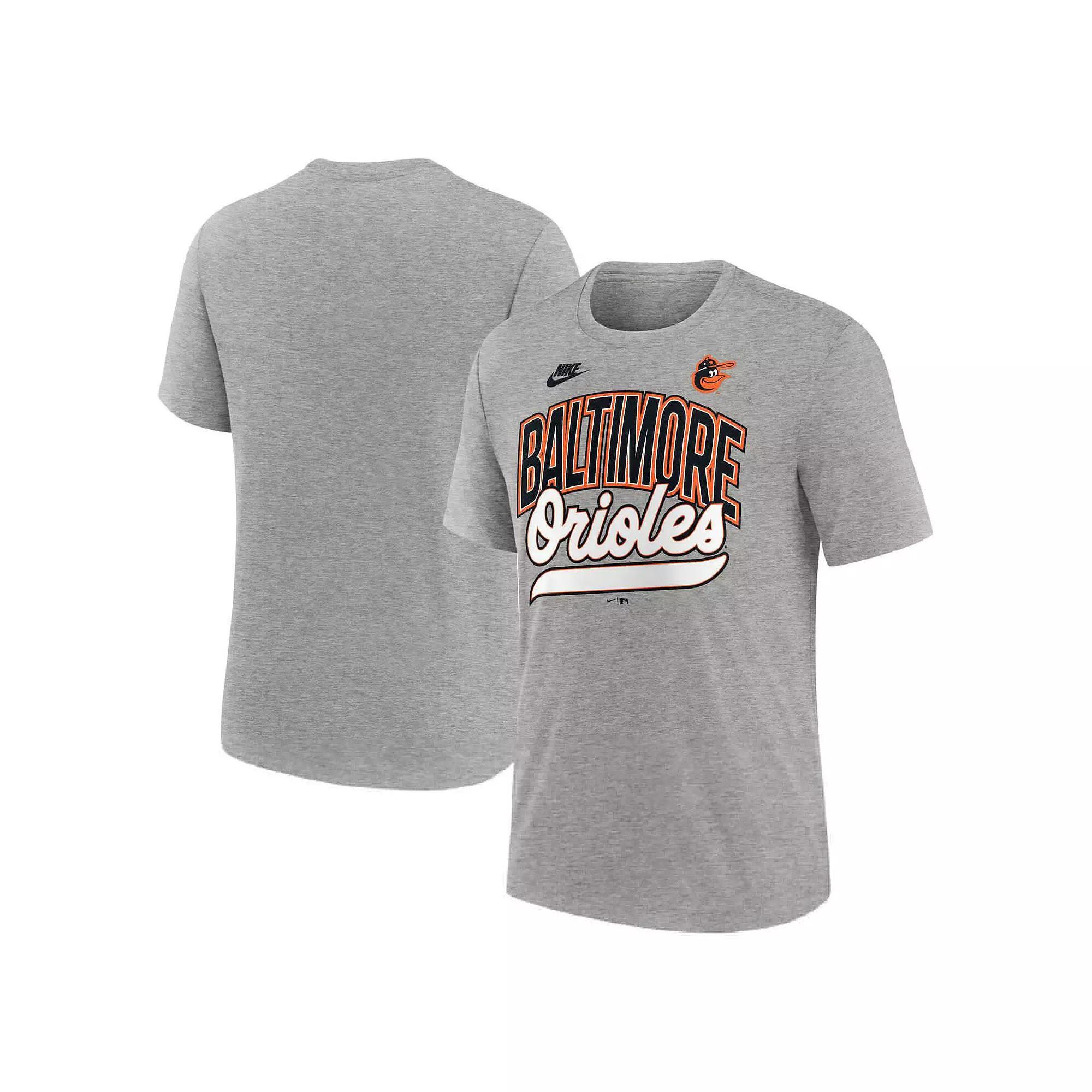 Men's Nike Heather Gray Baltimore Orioles Cooperstown Collection Retro Tri-Blend T-Shirt,  Product Image
