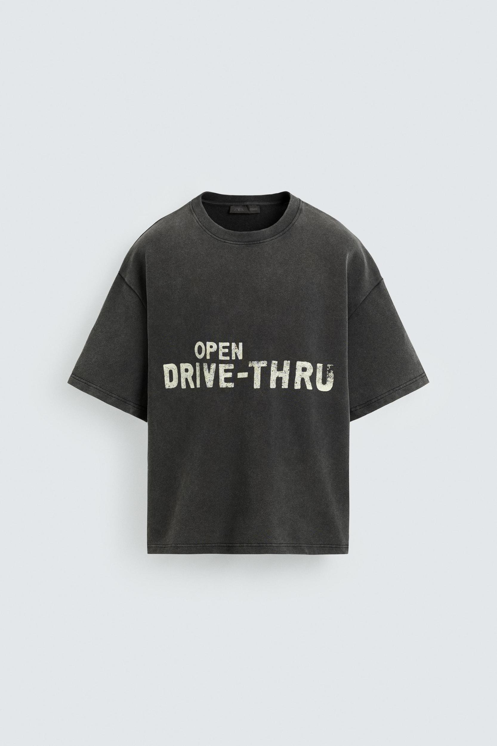 WASHED SWEATSHIRT WITH GRAPHIC PRINTS Product Image