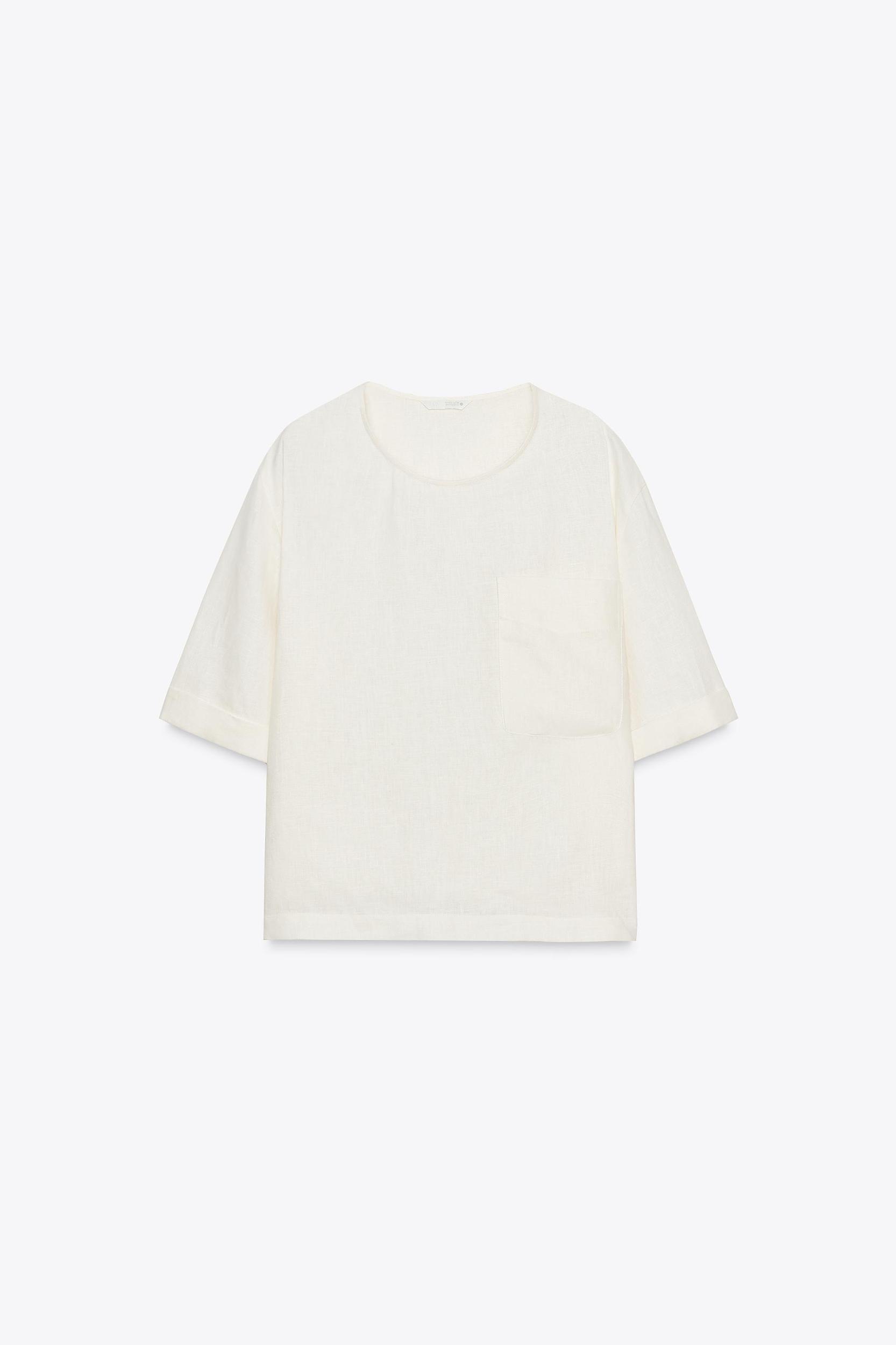ZW COLLECTION LINEN SHORT SLEEVE TOP Product Image