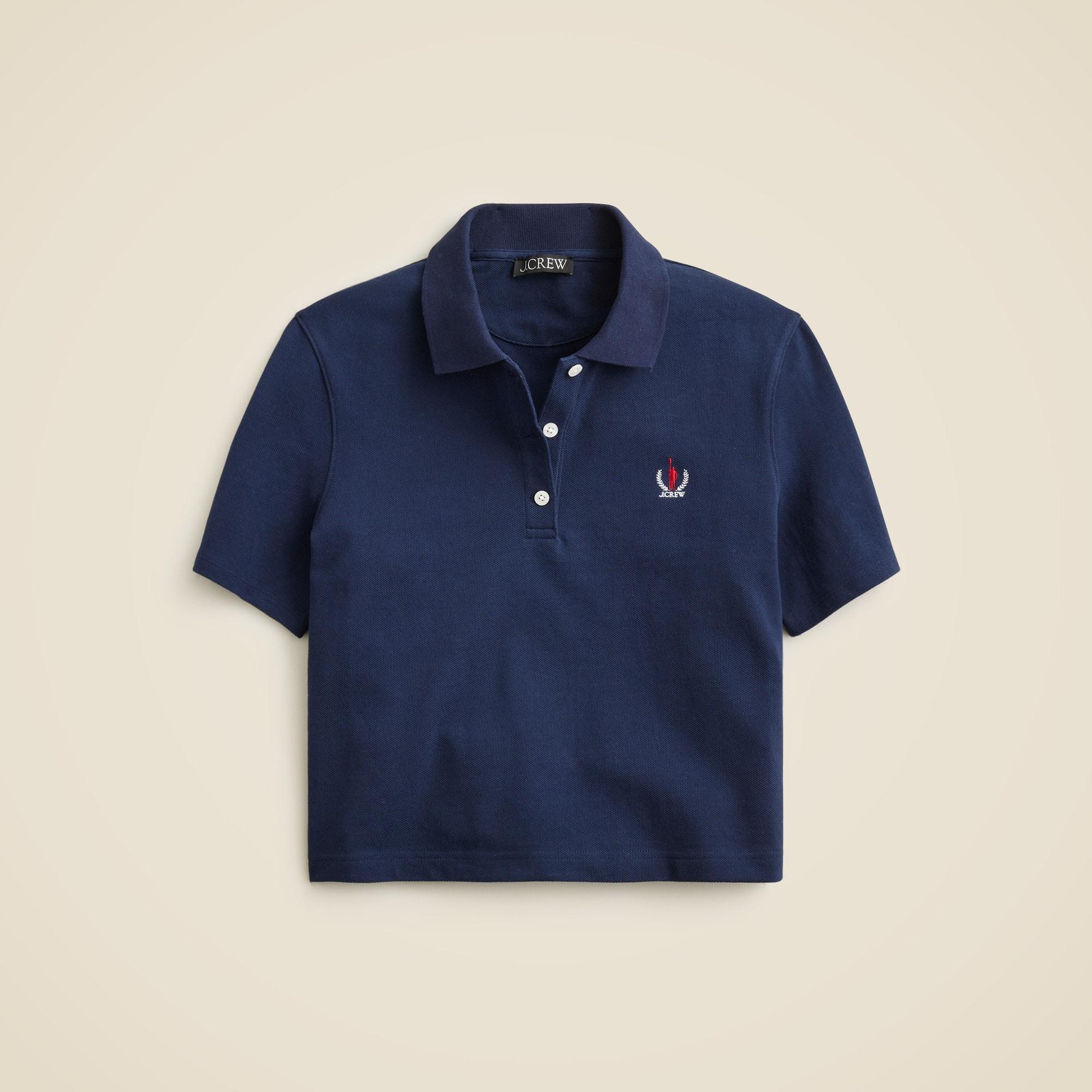 Piqué cropped polo shirt Product Image