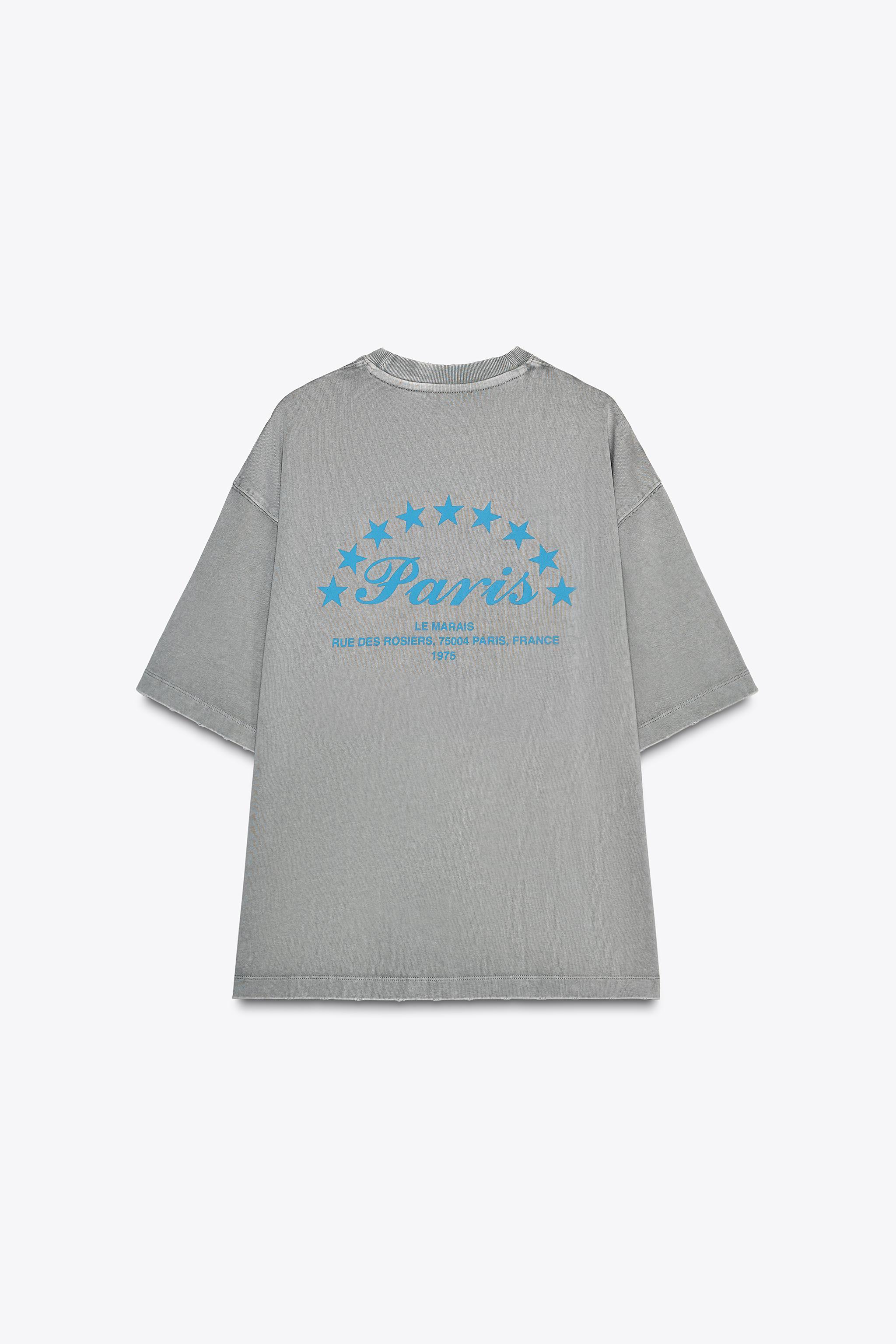 WASHED EFFECT T-SHIRT WITH SLOGAN Product Image