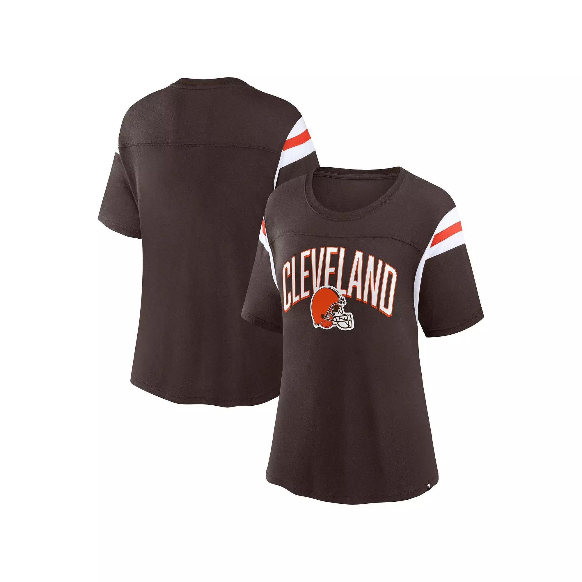 Women's Fanatics Branded Brown Cleveland Browns Earned Stripes T-Shirt,  Product Image