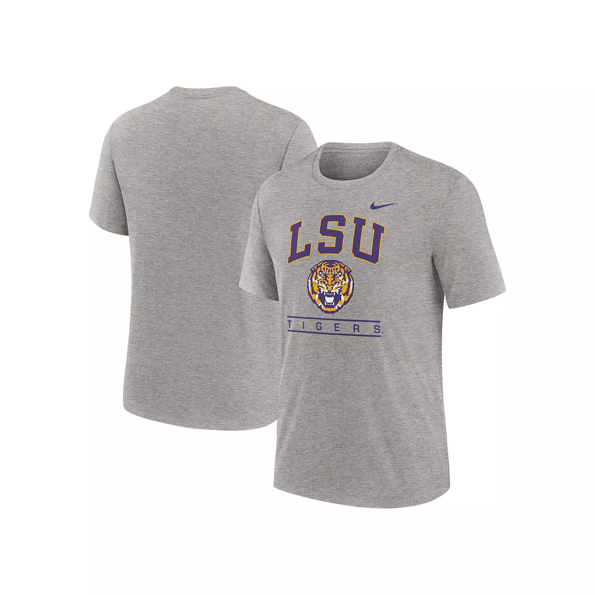 Men's Nike Heather Gray Georgia Bulldogs Arch Over Logo Tri-Blend T-Shirt,  Product Image